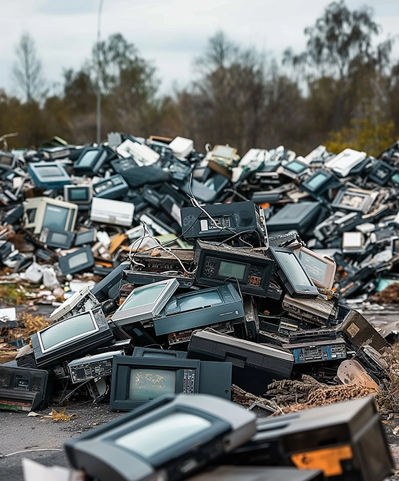 Delta Container - Was ist Abfallentsorgung und warum ist sie wichtig? Haufen Elektroschrott zum Recycling